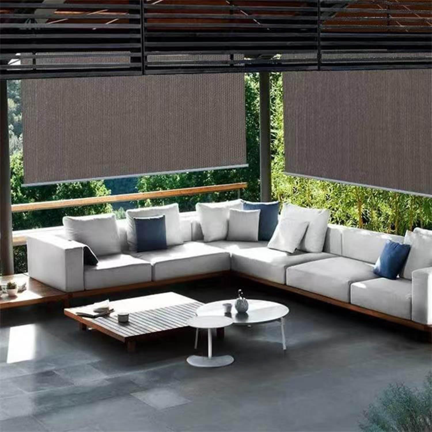 Outdoor Roller Shade,Outdoor Blinds,Outdoor Blinds Waterproof,Pergola Blinds,Durable Waterproof Sunblind,Aluminum Alloy Rod,for Terrace Balcony Garden,Coffee,W120xL180cm