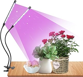 Railee Pflanzenlampe LED Vollspektrum Grow Lampe Pflanzenleuchte Pflanzenlicht Pflanzen LED Wachstumslampe für Pflanzen mit Zeitschaltuhr 3 Farbmodi 10 Lichtstärken 2 Köpfe