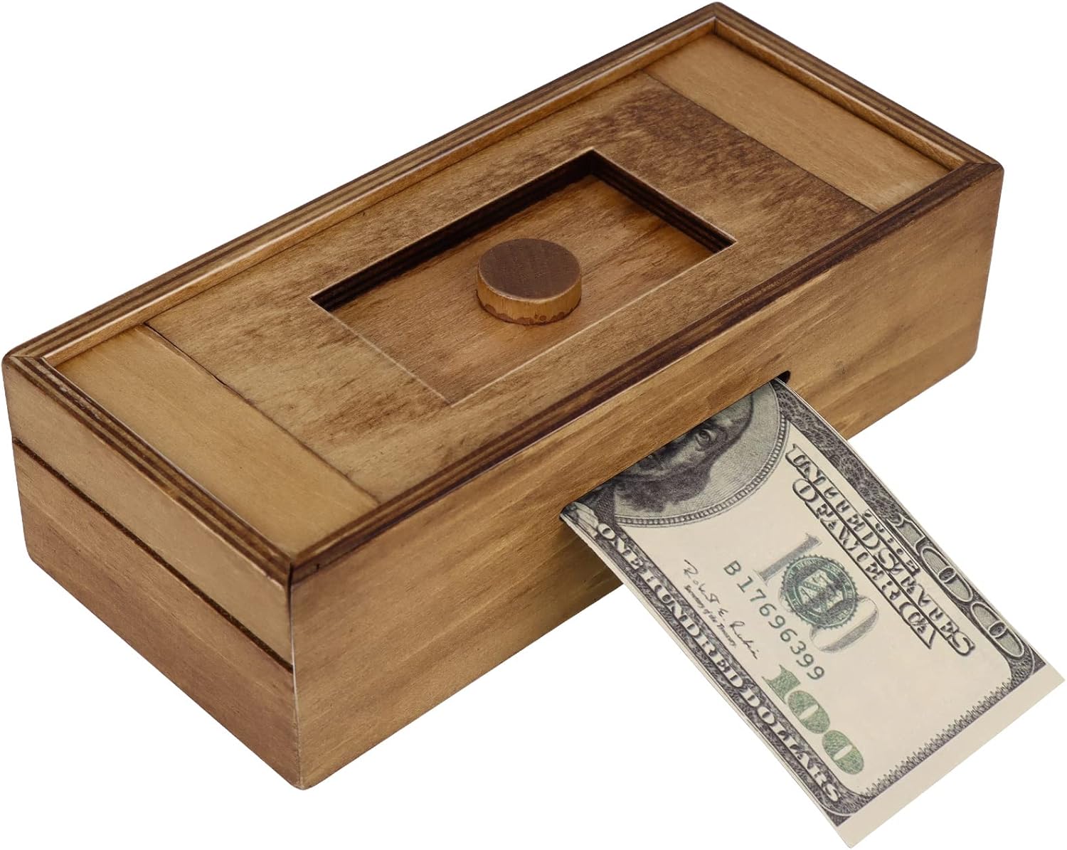 Wooden Cash Gift Card Puzzle Box with Secret Compartments, Surprise