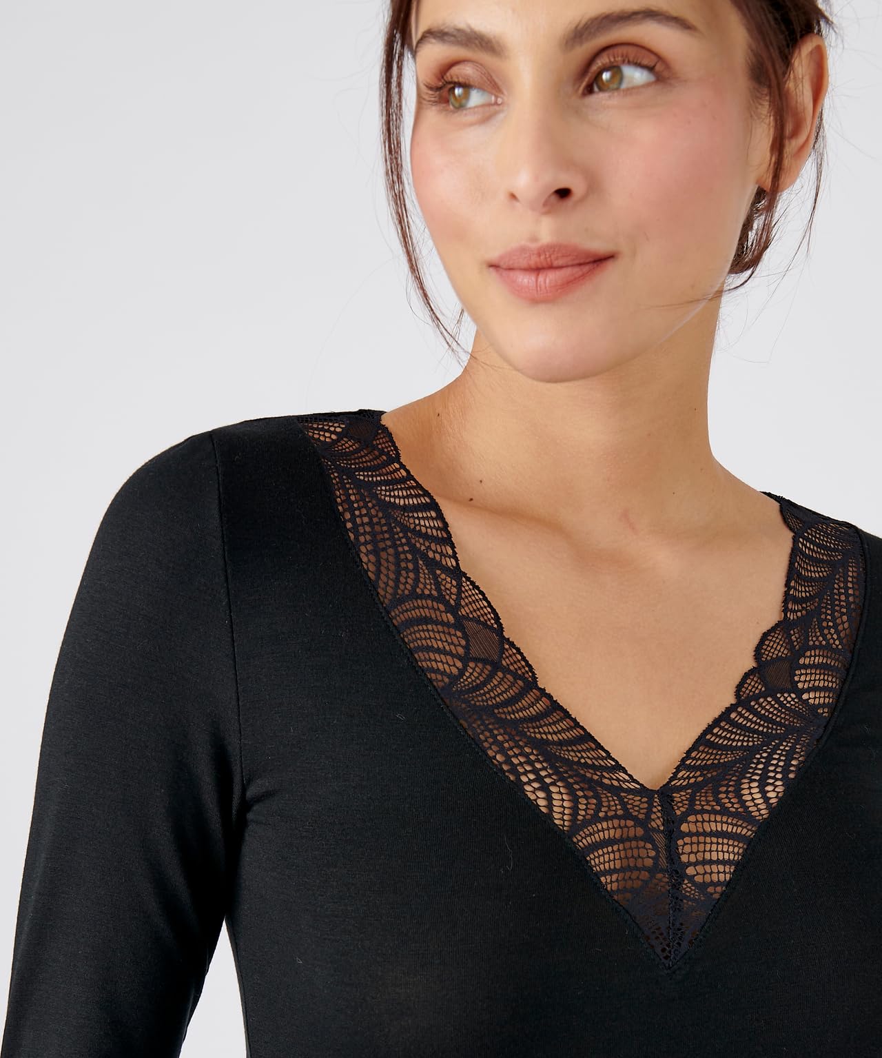 Damart T-Shirt Manches Longues Dentelle Thermolactyl Invi T-Shirt Femme (Lot de 1)