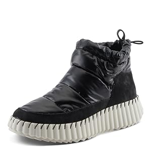 PATRIZIA BESTINSNOW Womens Waterproof Winter Sneaker Boot Down-Filled Metallic Ankle Boot with Faux Fur Insole Chunky Sole
