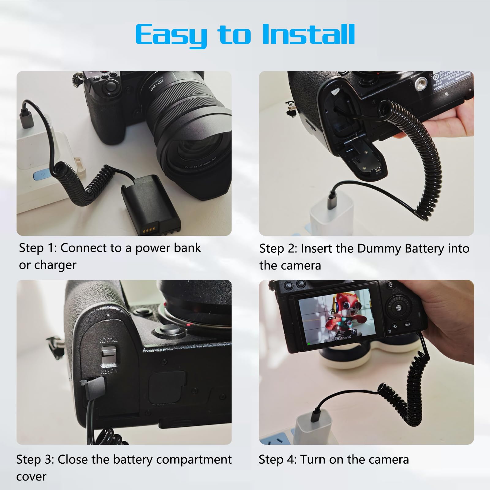 LP-E17 Dummy akumulator do Canon EOS RP, R8, R10, R50, M3, M5, M6, M6 Mark II, 750D 760D 8000D 77D 200D 200D II, 250D 800D 850D, Rebel SL3, SL2