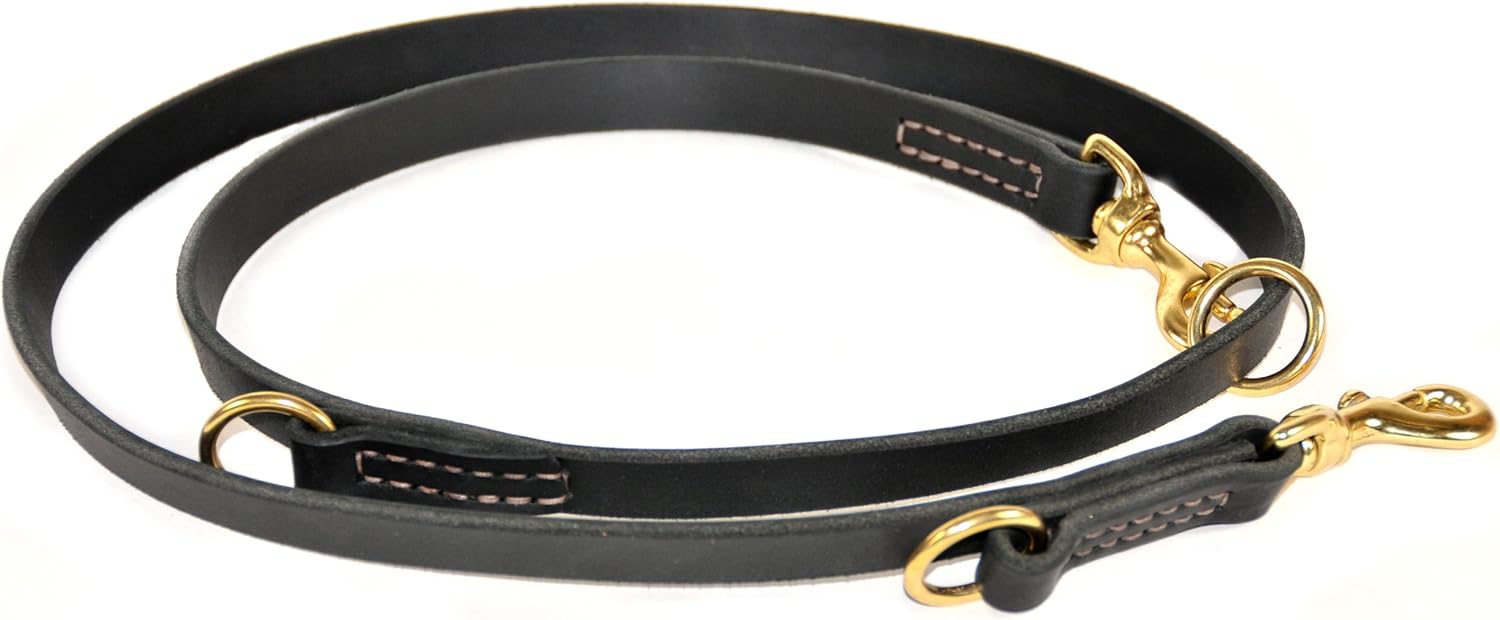 Dean & Tyler Simply Pleasure 7-Feet Black Leather Leash with Brass Hardware