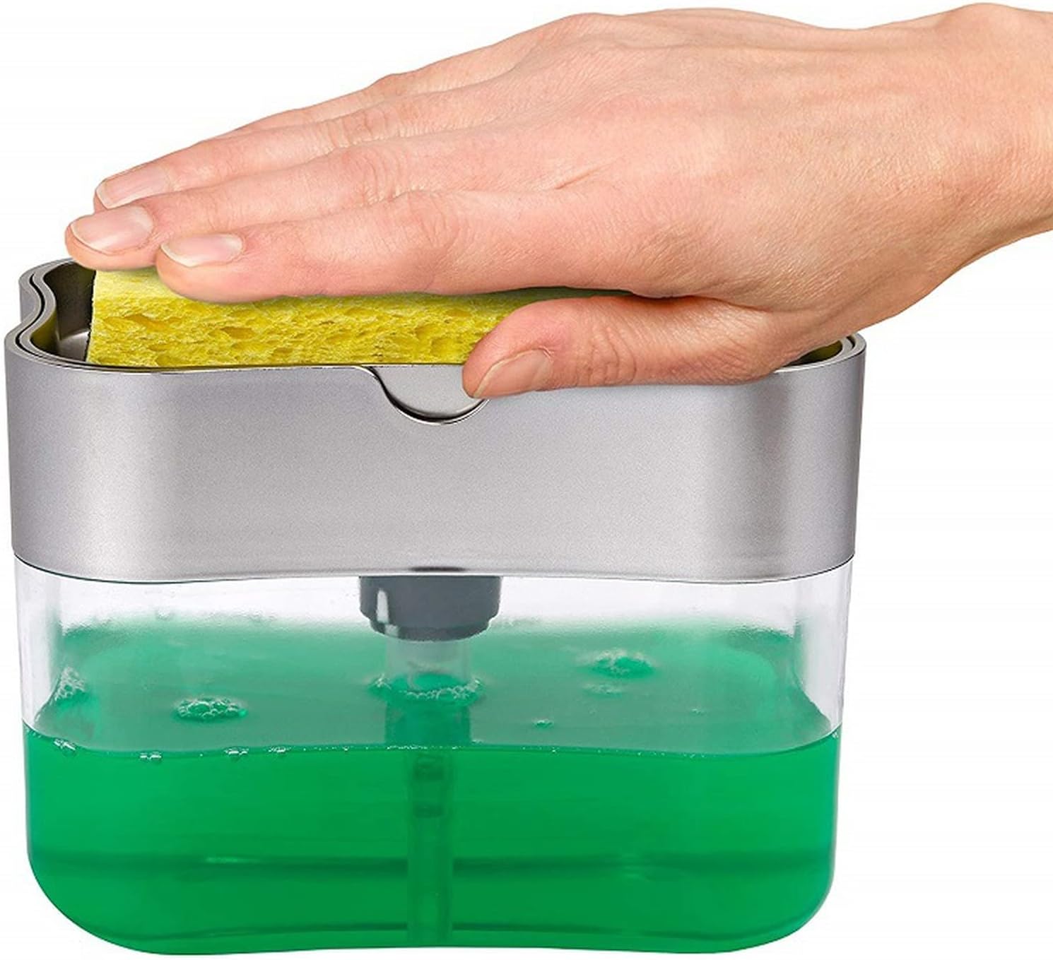 Kitchen Brush Detergent Dispenser Press Type Automatic Liquid Outlet Box, Cleaning Cloth Dishwasher, soap Dispenser image 2