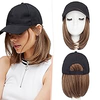 Vista 1 de SEGO - Gorra de béisbol con extensiones de pelo para mujeres, sintético resistente al calor, 6 pulgadas, postizo corto y recto ajustable, peluca