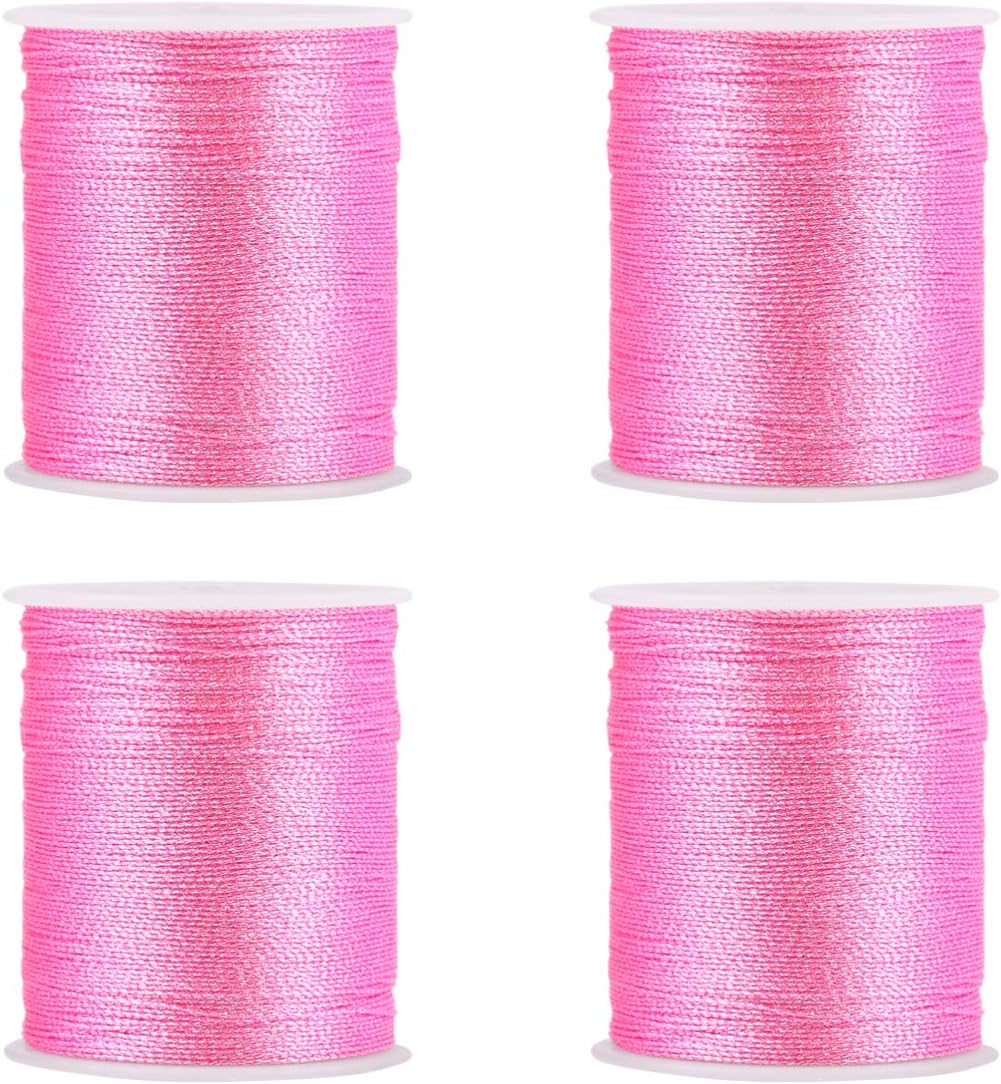 MilistenMILISTEN 4 Rolls Cotton Embroidery Thread Computer Machines Polyester Thread Cross Stitch Floss Cord for Sewing Weaving Craft Making Pink