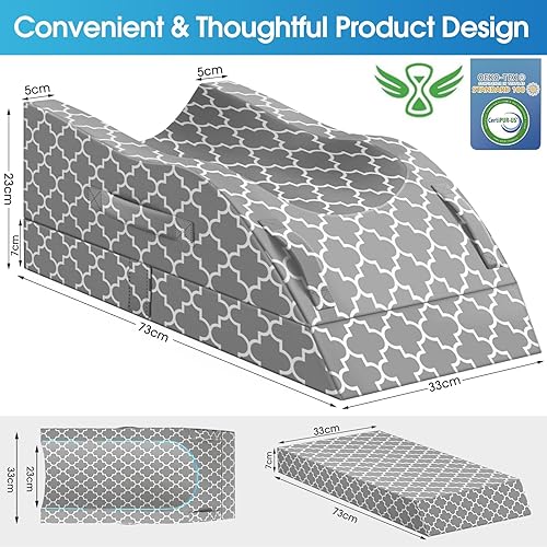 Miniatura 2 de CloudBliss Almohada de pierna para después de la cirugía, espuma viscoelástica ajustable con funda para enfermos de hielo, almohada de cuña para
