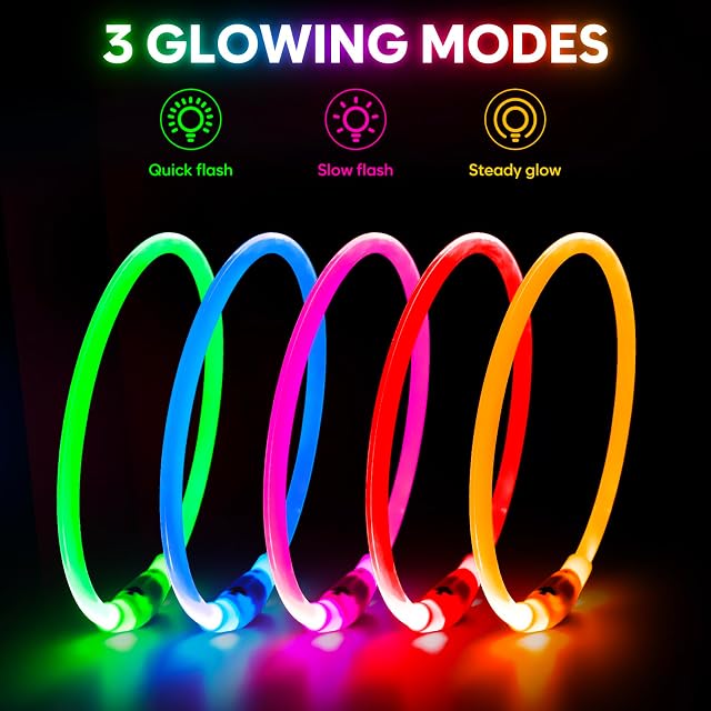 Foto 2 de 8 de Domagiker Collar de perro iluminado, collar LED impermeable para mascotas, recargable