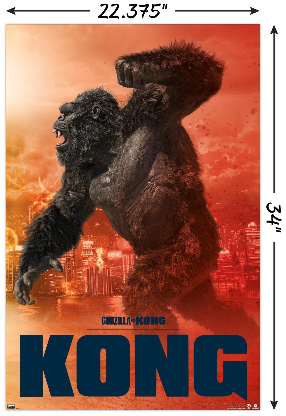Amazon.com: Godzilla vs. Kong - Póster de pared, 34 pulgadas de