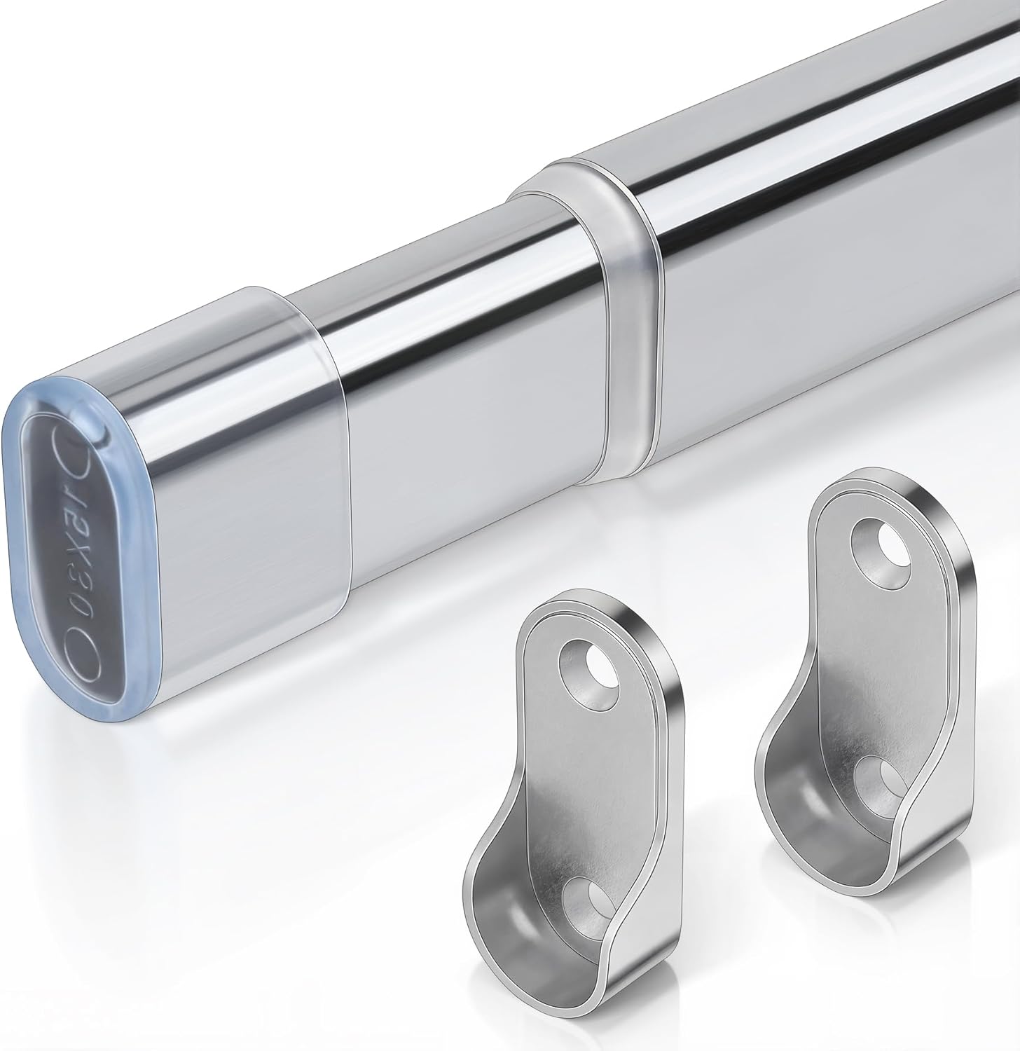 Adjustable Oval Closet Rod 30-55 Inch, 90 LBS Heavy Duty, One-Piece No-Cut Needed, Metal Hanging Rod for Closet & Wardrobe (Chrome)