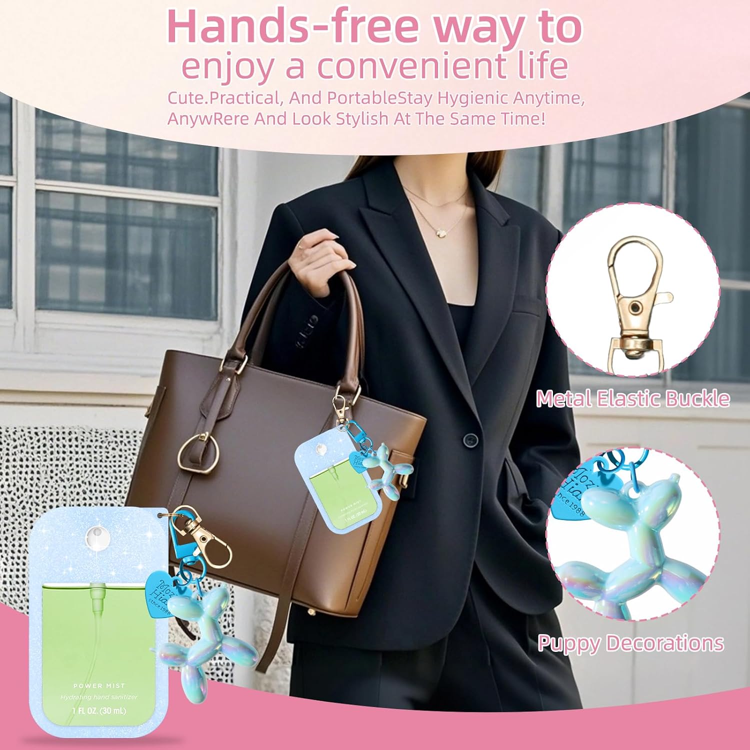 Silicone Case Compatible with Touchland Hand Sanitizer Spray Mist 1 oz with Balloon Dog Keychain