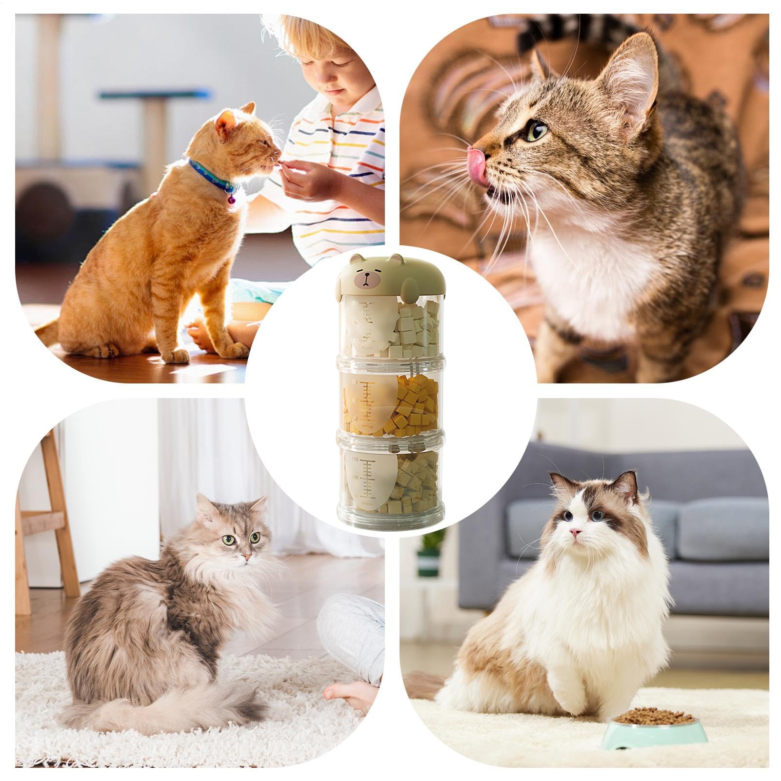 Almacenamiento de golosinas para perros, pequeño recipiente portátil para golosinas, tarro de galletas decorativo apilable, diseño conveniente para despensa de cocina, uso en viajes al aire