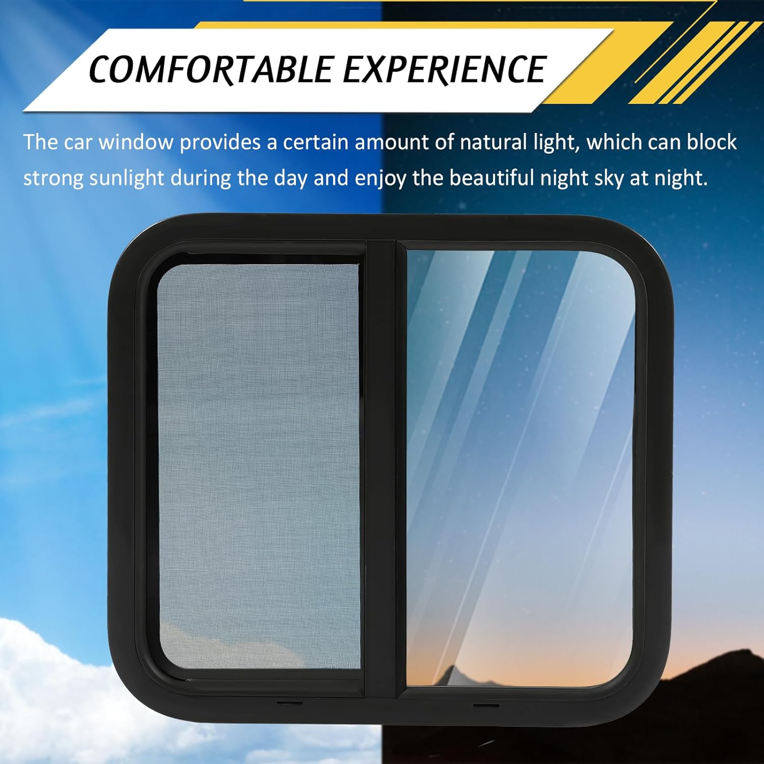 KUAFU RV Side Window 24"W X 22"H Replacement Teardrop Horizontal Slide Trailer Camper Window with Trim Kit Tinted Glass
