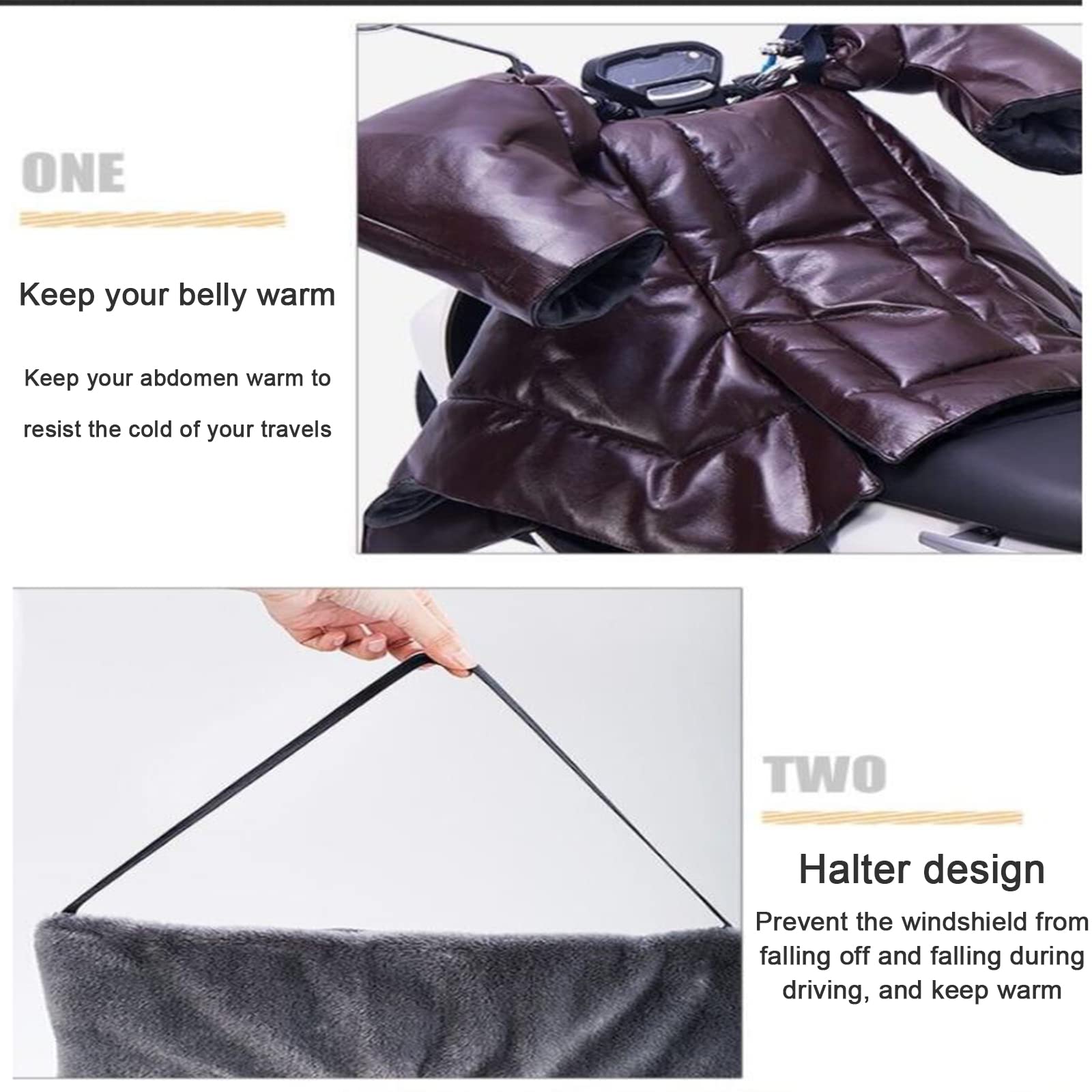 Pare-Brise Fendu d'hiver de Moto électrique, Tablier imperméable de Garde-Jambe de Voiture de Batterie de Cuir d'unité Centrale, Plus l'épaississement de Velours pour Augmenter des genouillères, NOI