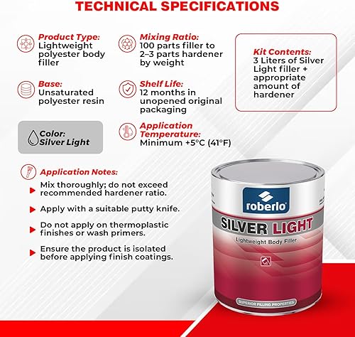 Miniatura 8 de Llenador de cuerpo ligero plateado con propiedades de llenado superiores