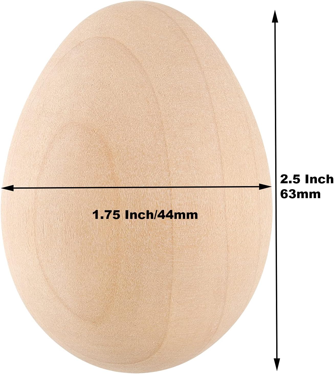 SHEUTSAN 40 Pack 2-1/2 x 1-3/4 Inches Wooden Eggs, Unfinished Wood Easter Eggs for Crafts, Home Decoration
