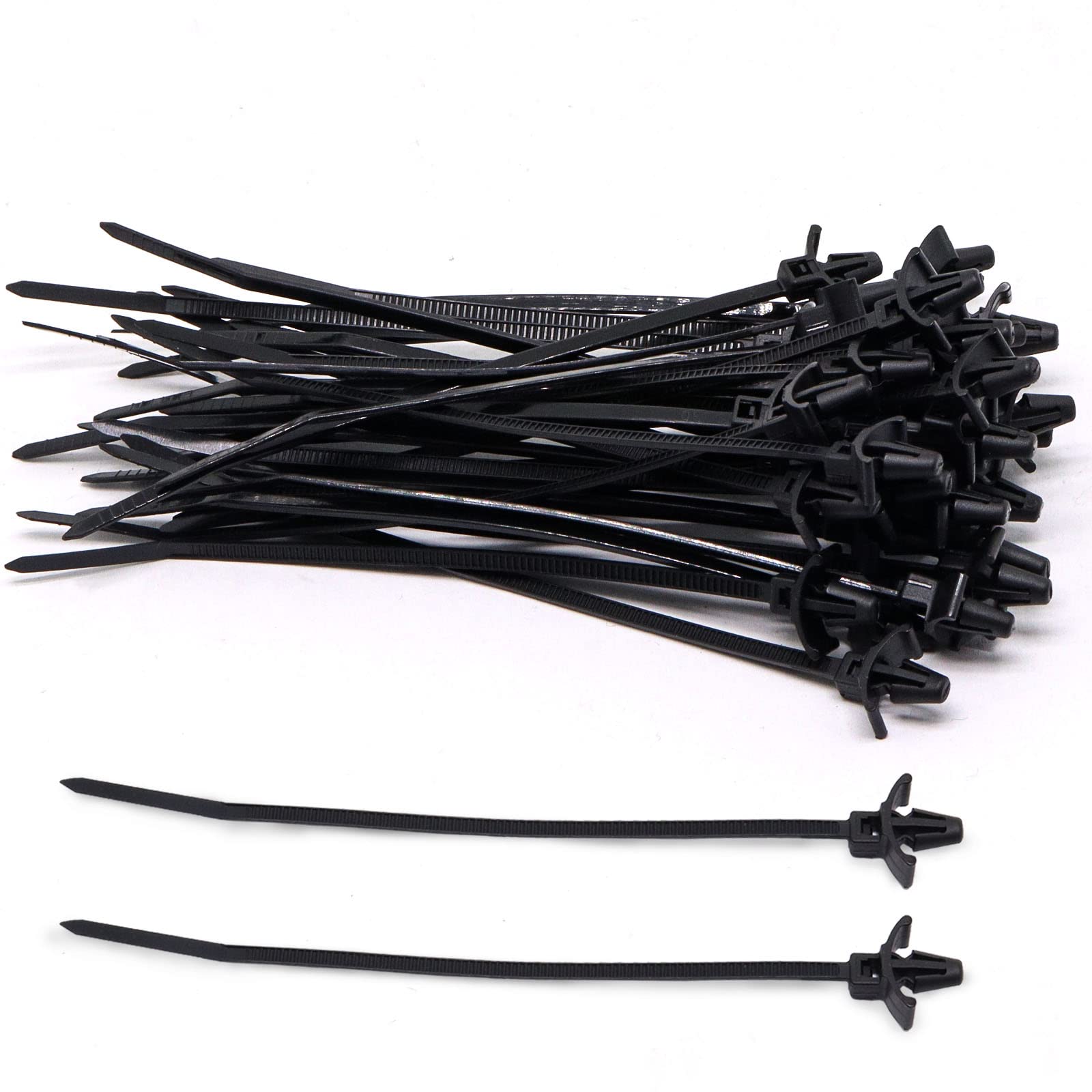 BENLIUDH Black Cable Zip Ties with Anchor, Nylon Push Mount Cable Ties for Indoor Outdoor (4 Inch,100pcs)