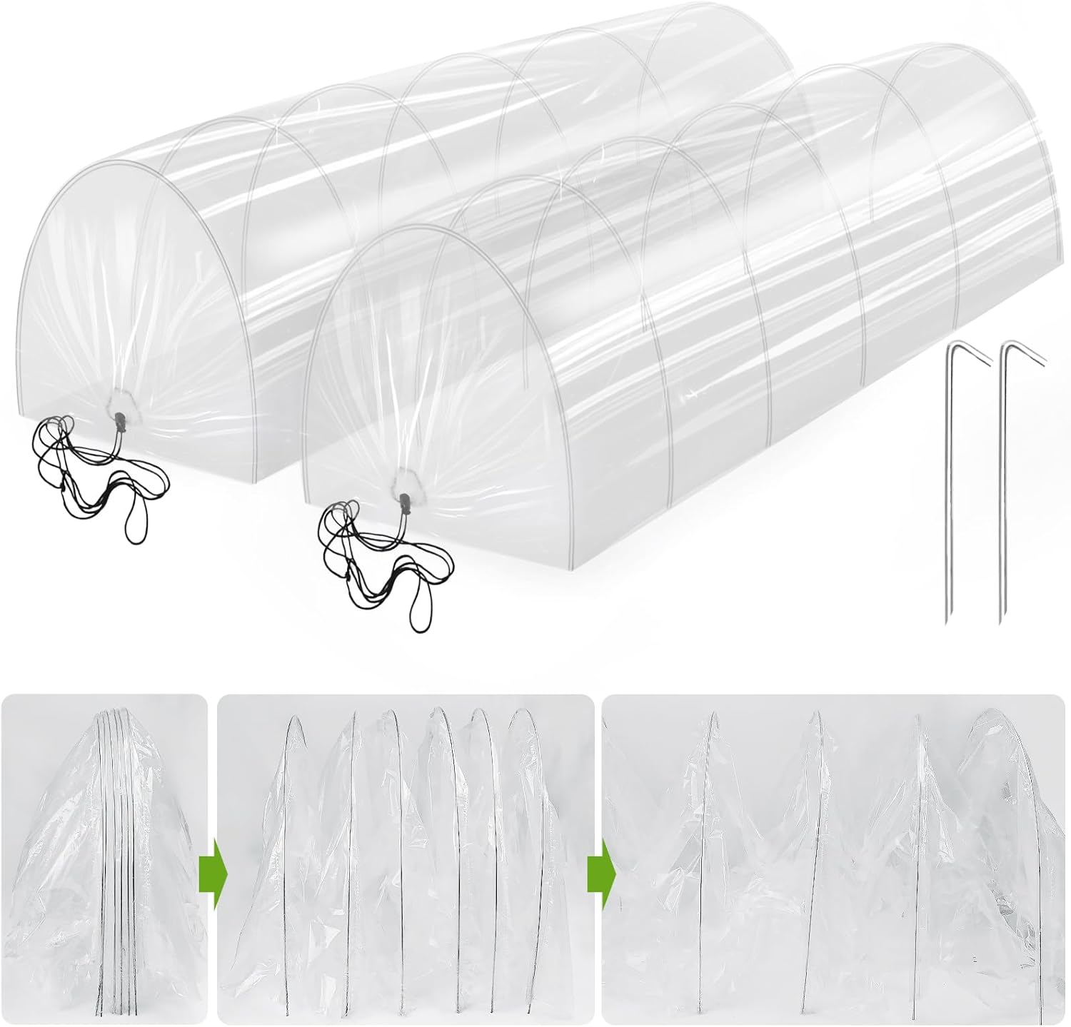 Pack 2 of Mini Greenhouse Tunnel Greenhouses,Green Houses for Outside Greenhouse Cover Garden Hoops Raised Beds,Outdoor Green House Kits to Build for Outside Winter (2)