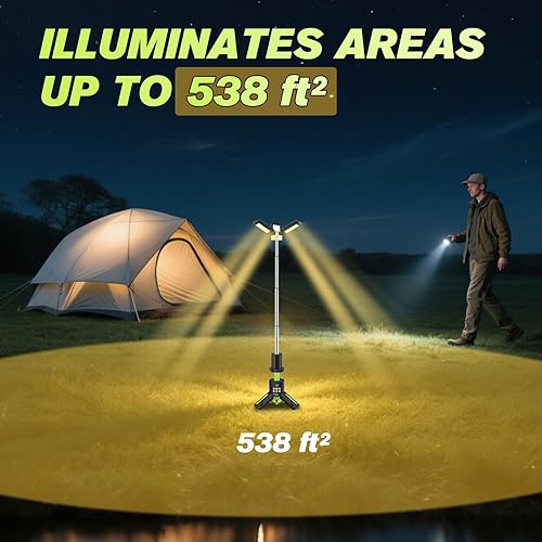 Miniatura 7 de Luces de camping portátiles con soporte, linterna LED recargable de 5000 lúmenes, 9 modos de color, linterna de campamento plegable con base