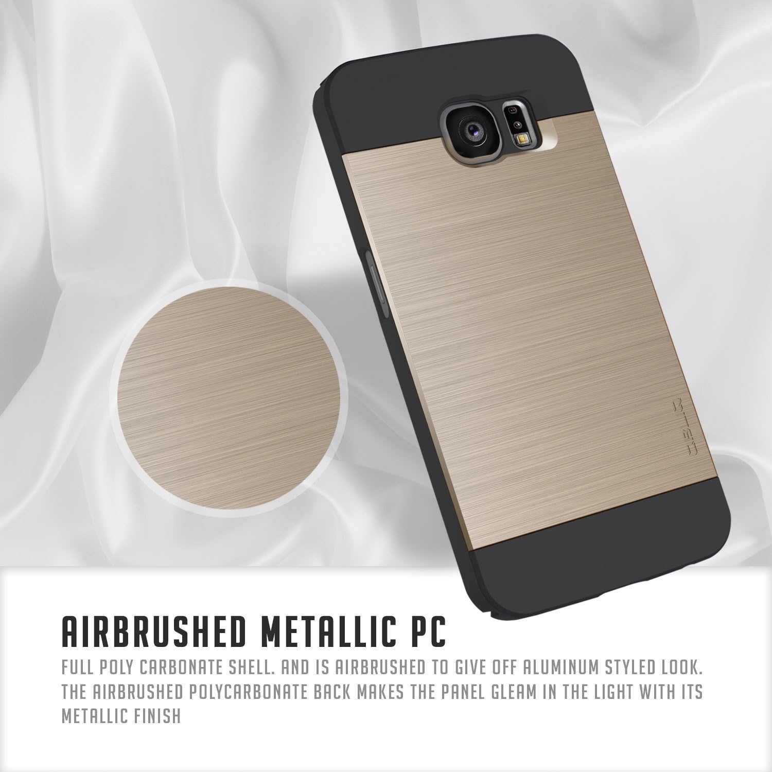 Galaxy S6 Case, OBLIQ [Slim Meta][Gold Platinum] Thin Bumper Fit Armor Scratch Resist Metallic Finish Dual Layered Heavy Duty Hard Protection Hybrid High Quality Case (for Samsung Galaxy S6)