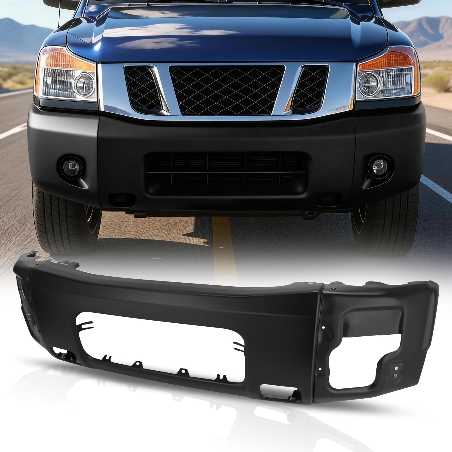 Auto Dynasty Front Bumper Face Bar Replacement Compatible with 2004-2015 Nissan Armada Pathfinder Titan, Primered Black