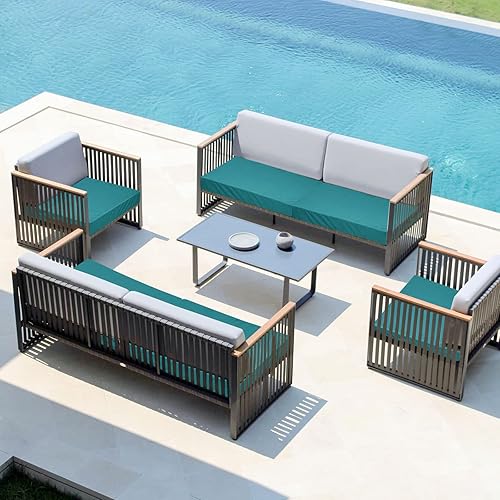 Miniatura 2 de Easy-Going Paquete de 4 fundas impermeables para cojines de patio de 24 x 24 x 4 pulgadas, fundas de cojín de repuesto antideslizantes para asientos