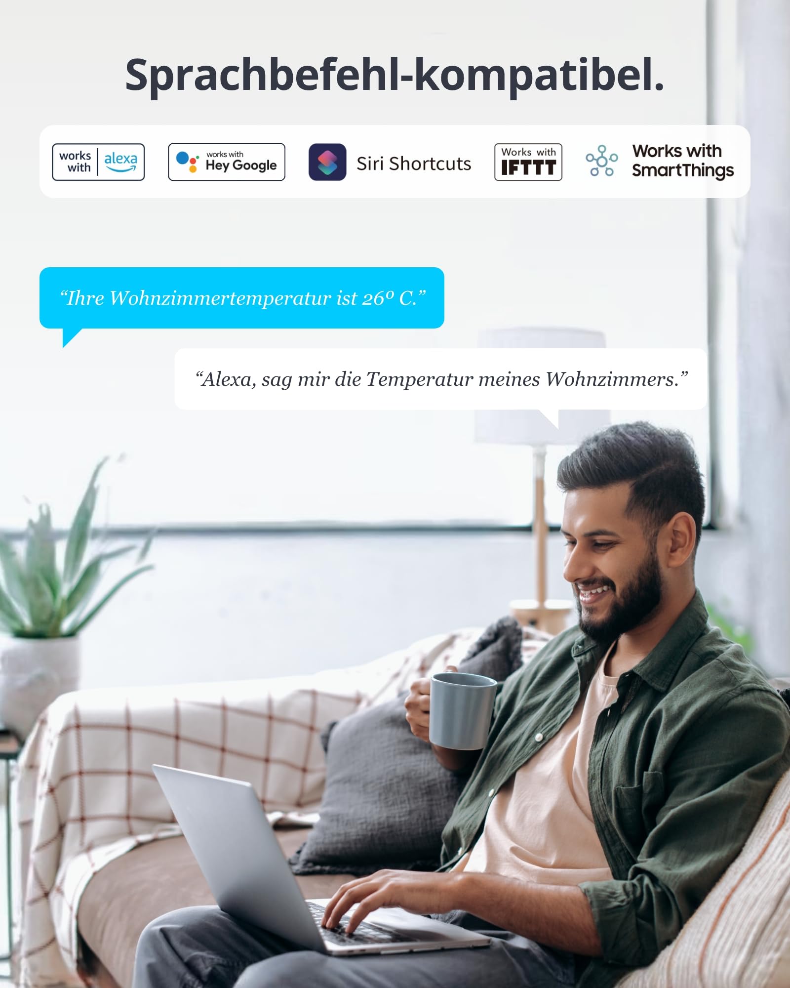 SwitchBot Wlan Wetterstation Funk mit Außensensor, Matter Hygrometer Thermometer Innen, Temperatursensor mit IP65 Außenthermometer und Matter Hub, Kompatibel mit Alexa, Apple Home, Google Home