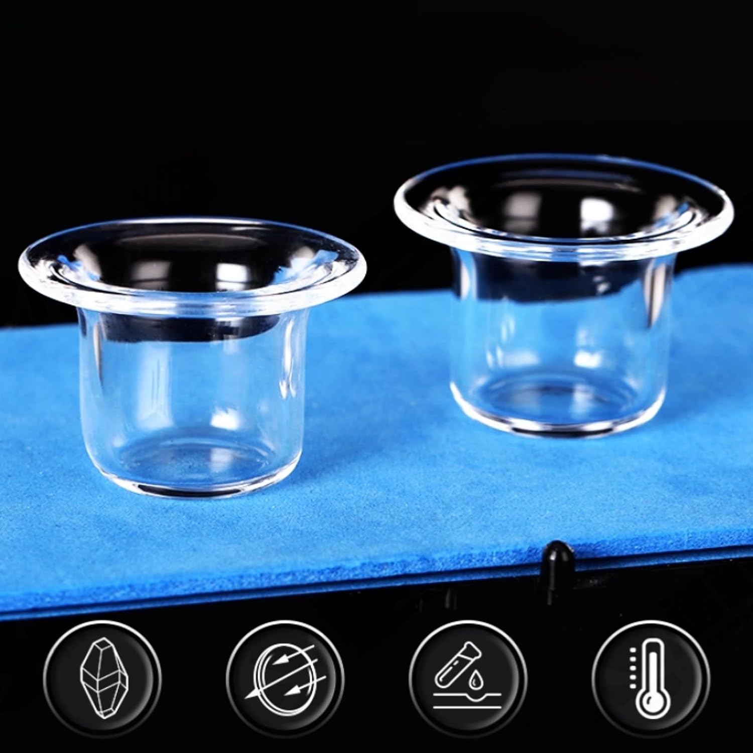 High Purity Quartz Small Crucible Micro Petri Dish Transparent Quartz Glass Evaporation Dish for Experimental use in Lab, Flat Bottom with Flange (4, OD/φ8mm*WT/1mm*H/8mm, 100ul)