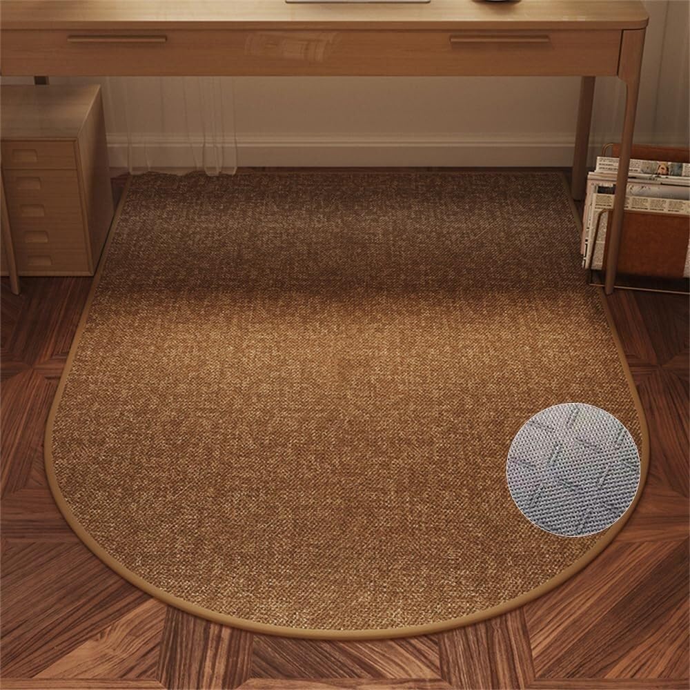 SSDDLZEQ Premium durable range Linen-print Protective Rug For Computer Gaming Chairs, Suitable For Study Areas(Braun,100x120cm)