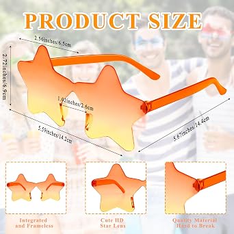 8 Pack Rimless Star Sunglasses Transparent Sunglasses Pentagram Star Glasses Party Favor for Women Men