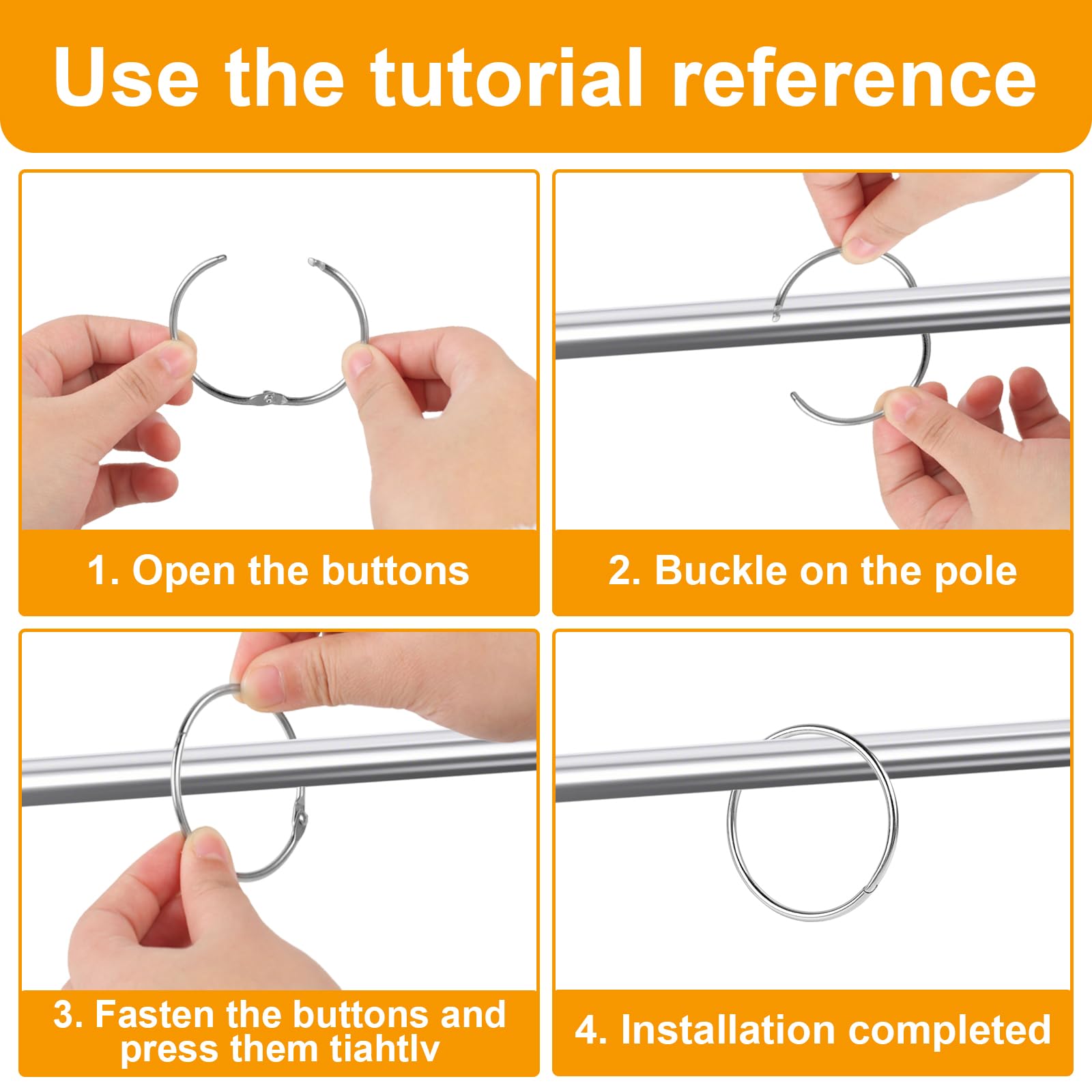 40 Anelli Per Tende Da Doccia In Metallo - Ganci A Clip, Argento, Per Bagno E Casa - Foto 10