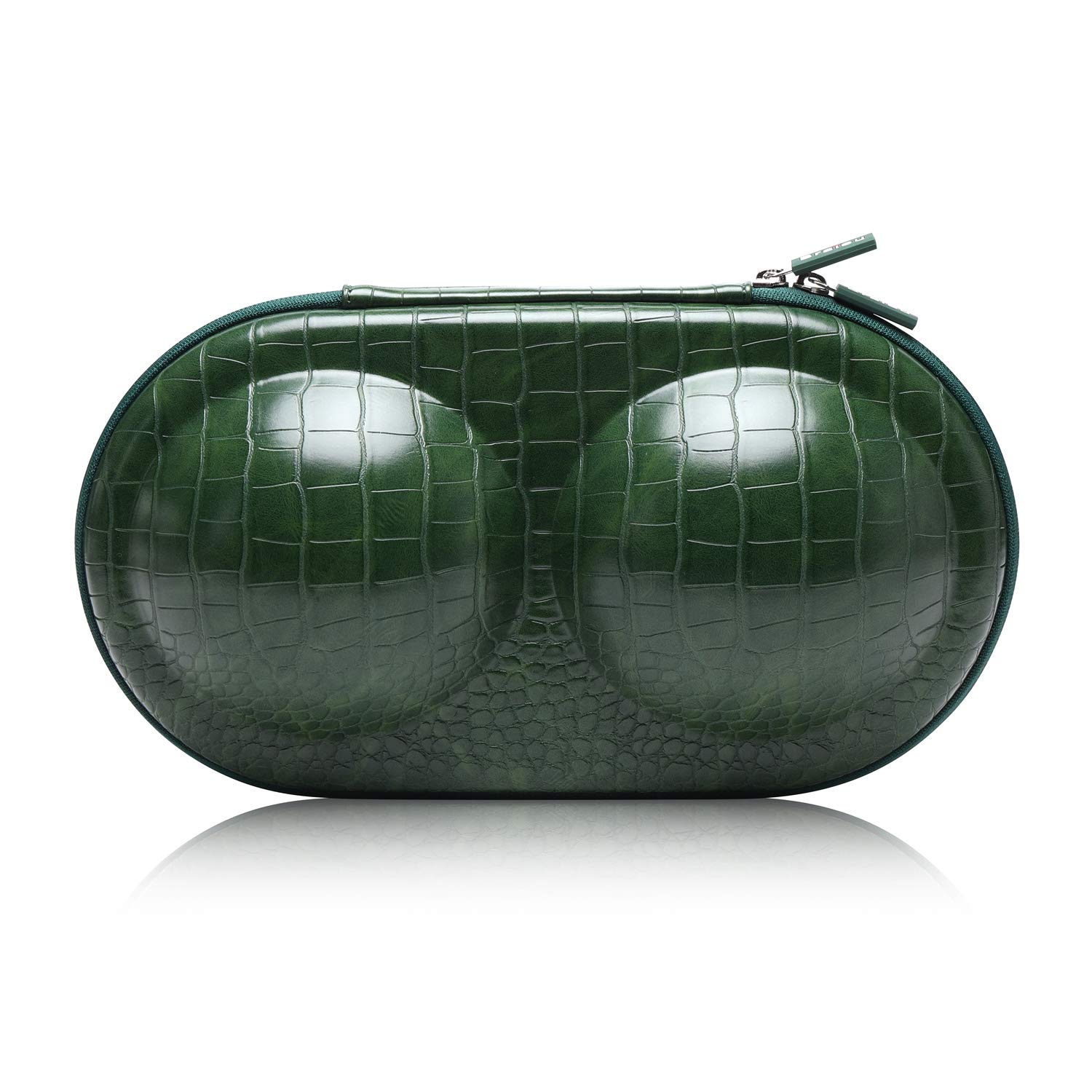 Bra Case Premium Lingerie Travel Bag Zip Underwear Organizer Bag for A-C Cup (Crocodile Pattern, Green)
