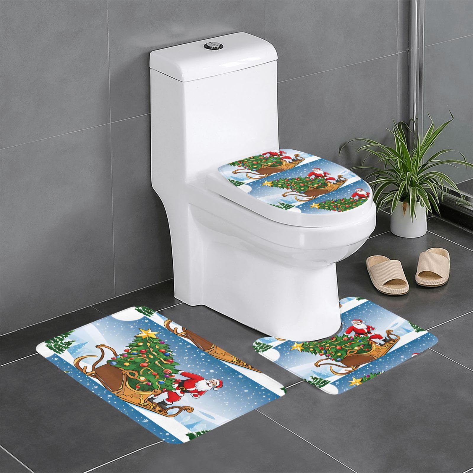 Coussin antidérapant mode Noël avec finitions soignées pour salle d'eau