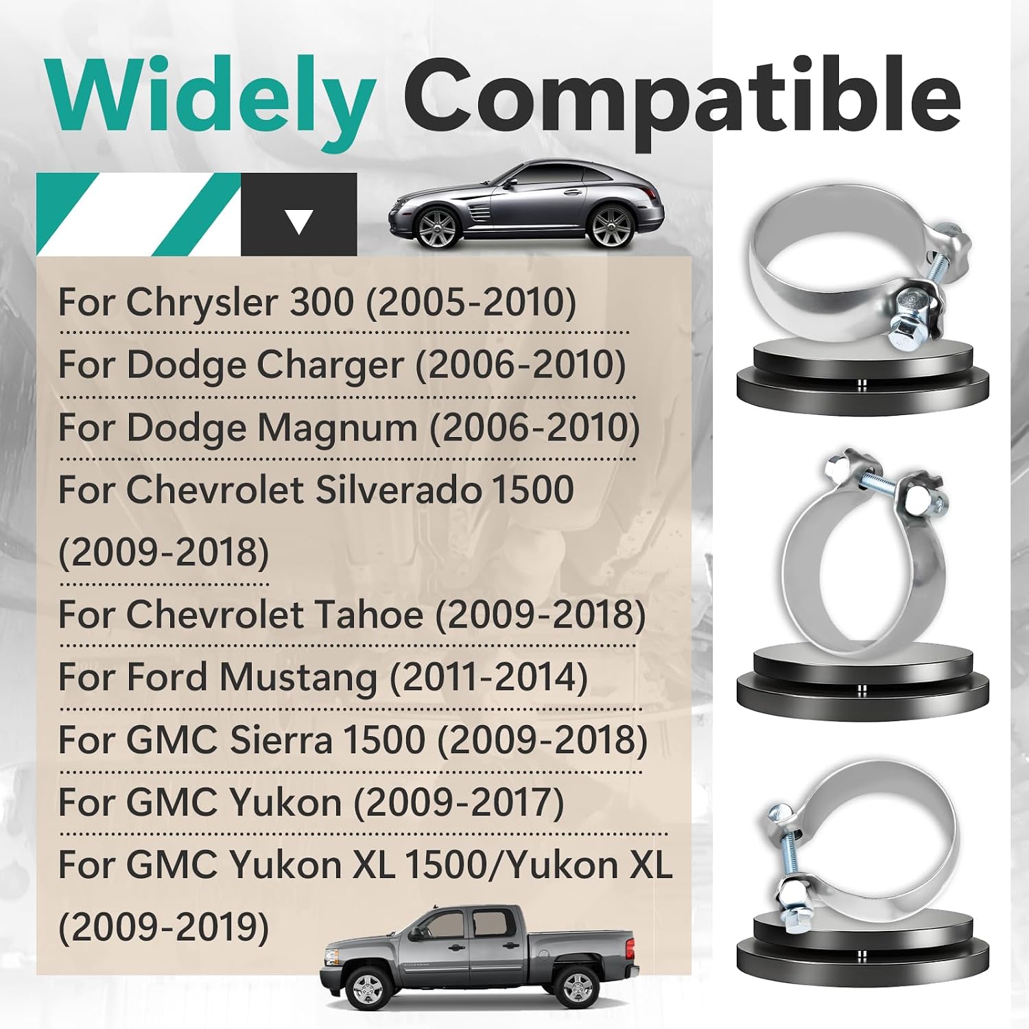 36522 Exhaust Clamp Compatible with Chevrolet Tahoe Silverado 1500 | for GMC Sierra 1500 Yukon Parts, Replace 20779889
