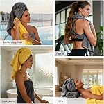 SEMAXE Bath Towel Set, 8 Piece Towel Set for Bathroom, Quick Dry Cotton Towels with Hanging Loops, Easy Care, Yellow & Gray