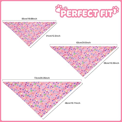 Miniatura 4 de Bandana suave para perro con patrón de corazón rojo, cómoda bufanda triangular de algodón para cachorros y perros pequeños, pañuelo reversible de
