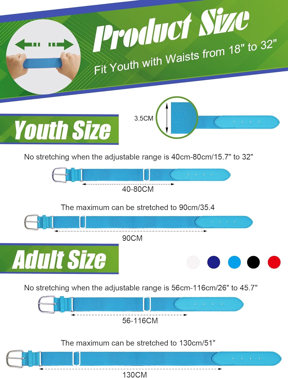 12 Pieces Baseball Belts Bulk Softball Belts Packs Leather Belt Adjustable Softball Belt Stretch Sports - Image 2