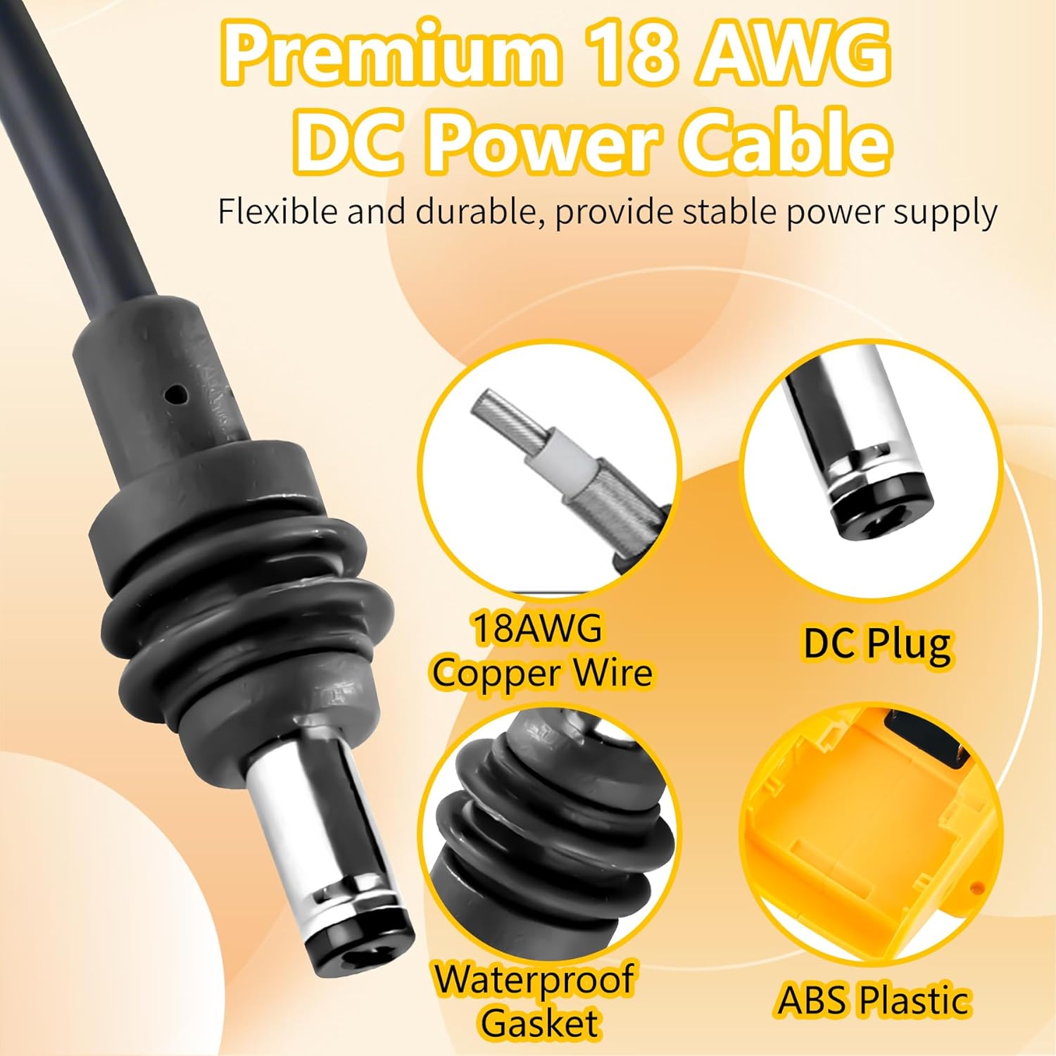 Battery Adapter for Star Link Mini Compatible with Dewalt 20V Battery, Power Adapter Converter to Starlink Mini DC 18AWG 3.28FT Power Cable Plug and Play, Yellow (Tool Only)