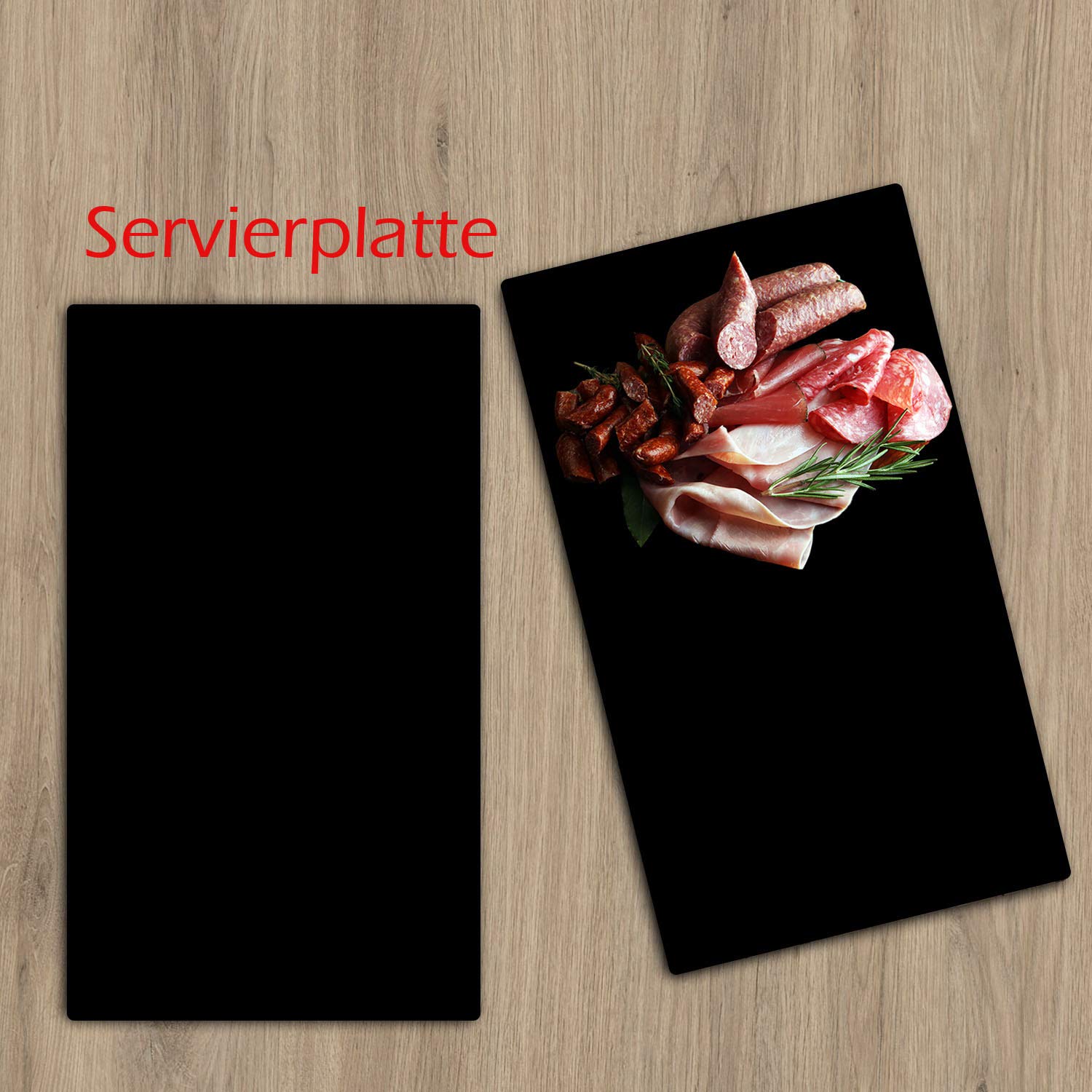 decorwelt | Herdabdeckplatte Schwarz 2x30x52 Ceranfeldabdeckung 2 teilig Universal Abdeckung Kochplatten Glas Induktion Herdschutz Deko Schneidebrett Spritzschutz
