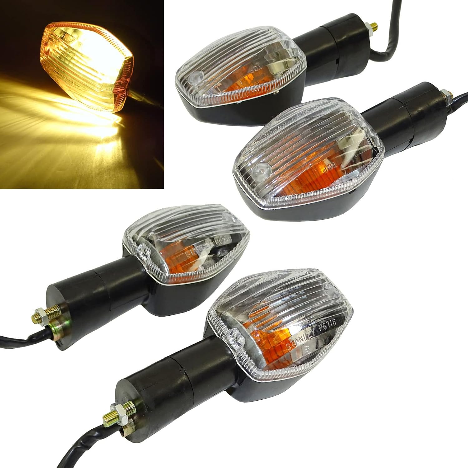 Front + Rear Motorcycle Turn Signals Blinker Bulb Lamp Indicator Light For HONDA CBR929RR CBR954RR Fireblade 2000-2003 / CBR 600 F4 F4i 1999-2006 / RVT1000R RC51 / VTR1000 SP-1 SP-2 (Clear)