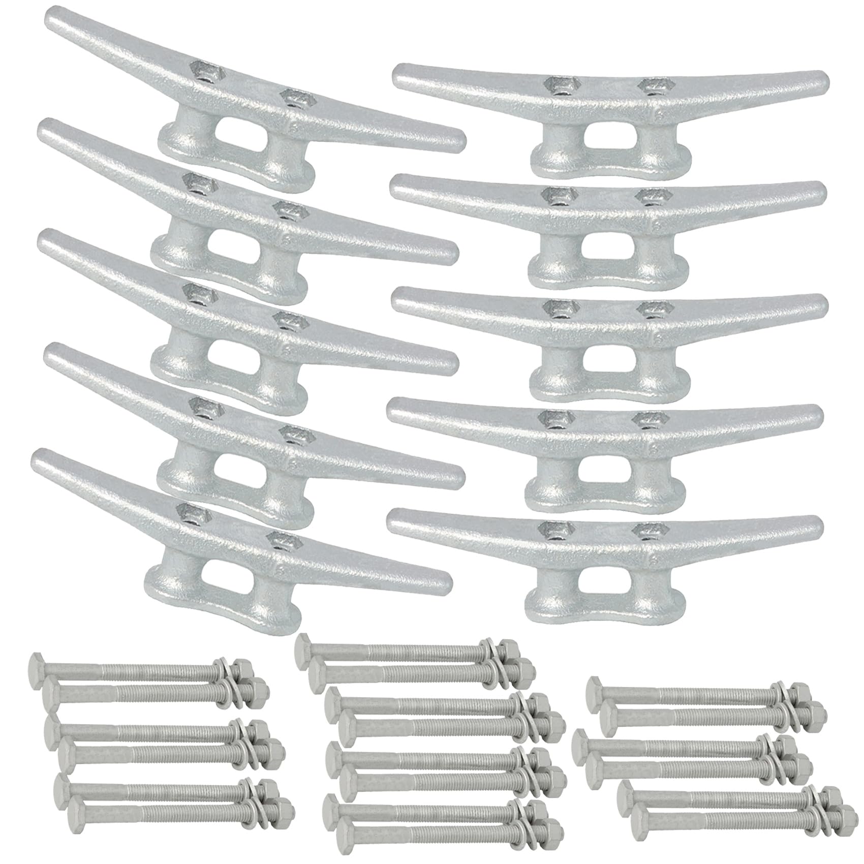 6/8/10/12/14 inch Dock Cleats With Bolts,Hot Dipped Galvanized Cast Iron Boat Cleats,Rope Cleat Boat Dock Cleats for Boat Docks,Decks,Piers for Tying