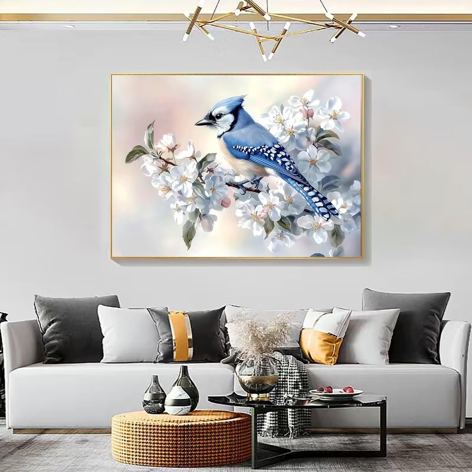 Dipingere con i Numeri Adulti fiore uccello, Quadri da Dipingere Numerati Fai Da Te per Principianti e Adultis, Olio La Pittura di Numeri Kit, Hobby Creativi Adulti, Decorazioni Casa 90x120cm Q3S-104