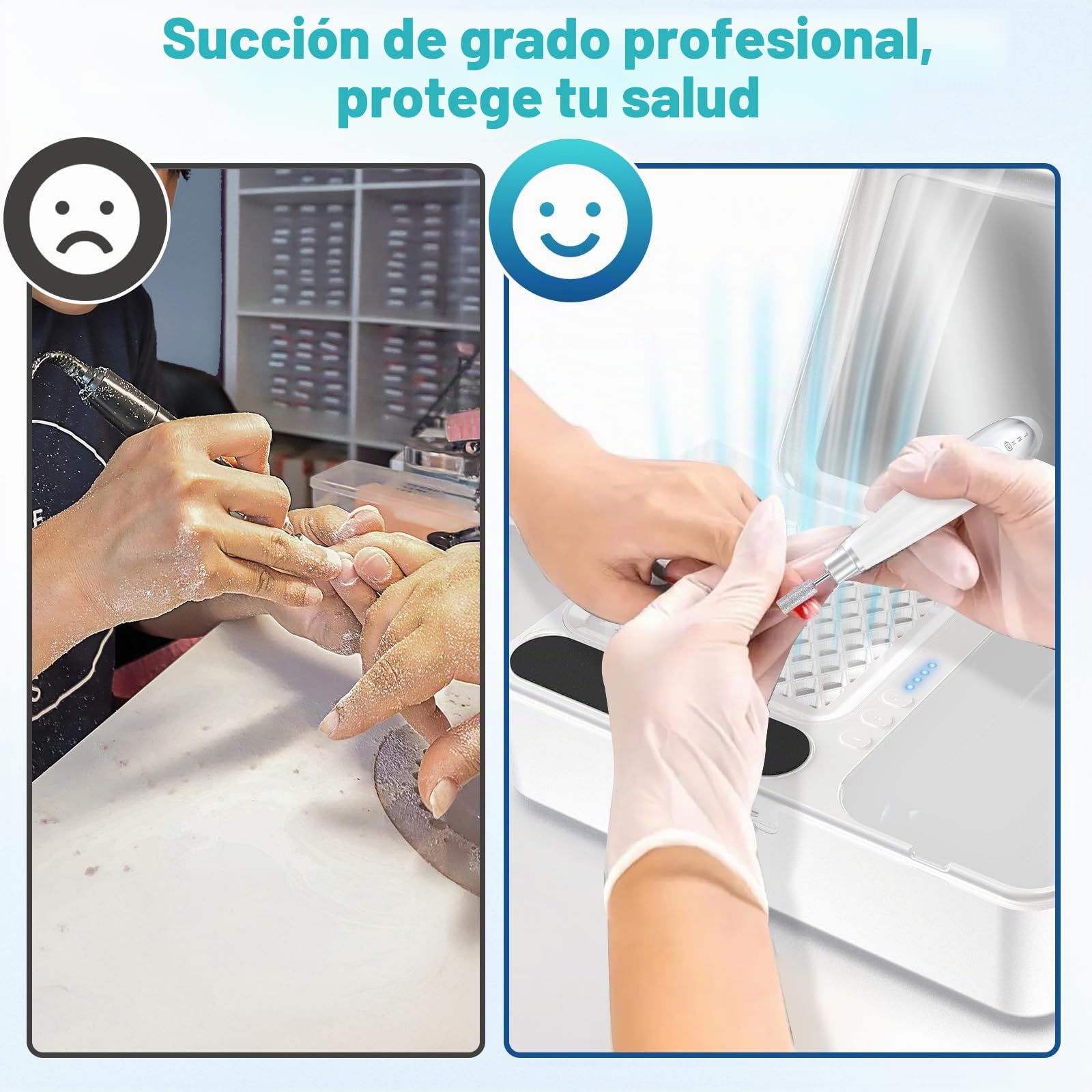 Aspirador uñas 2 en 1, 16 pcs, inalámbrico, 4000mAh