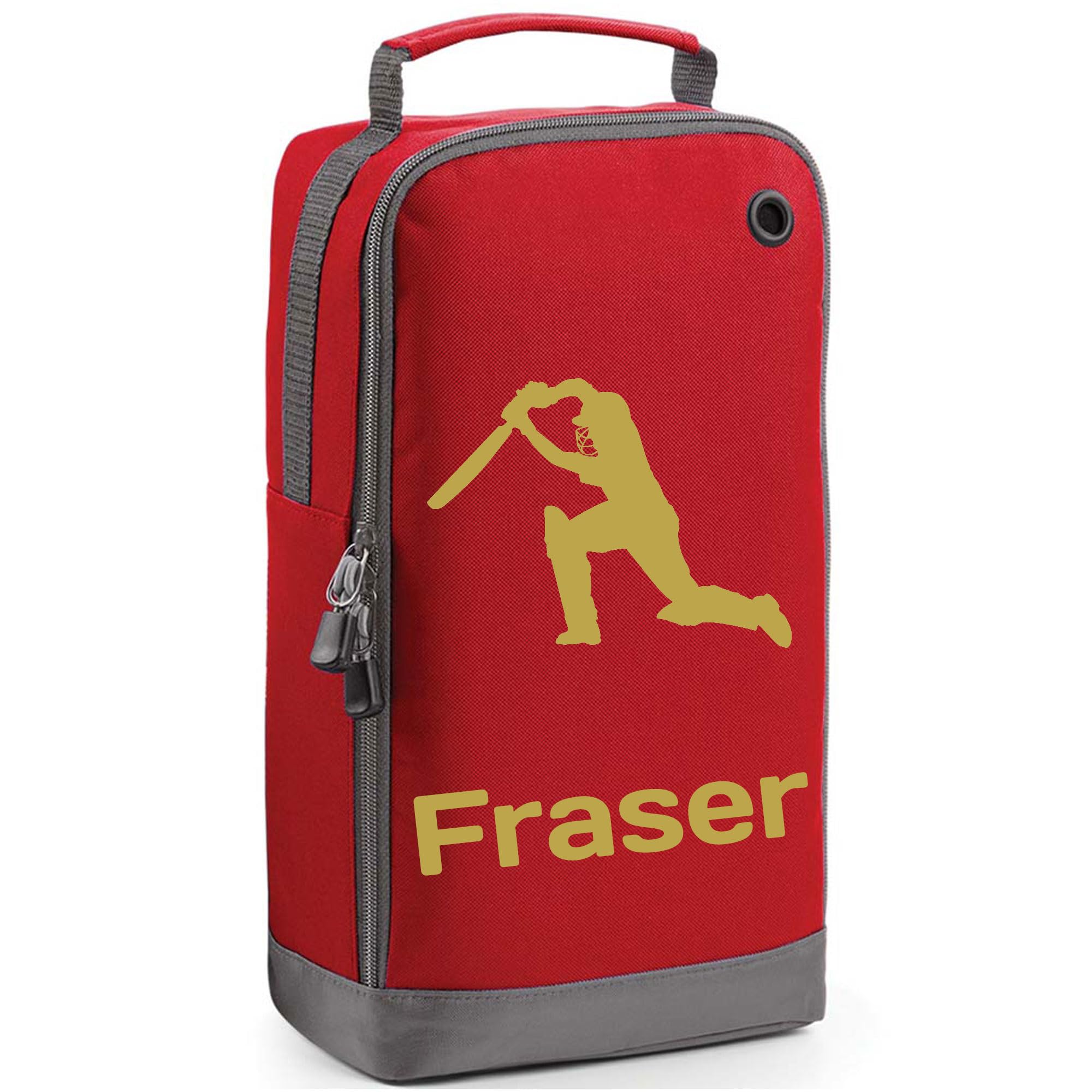 Personalised Cricket Boot Bag - Player Design Sports Shoe Gift in Red