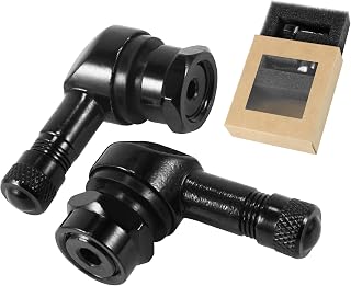 VOFONO Black 90 Degree CNC Motorcycle Tire Valve Stems 10 mm and 11.3 mm for Harley Davidson, BMW, Honda, Kawasaki, Suzuki, Yamaha and Triumph Bike Right Angle Valve Stem