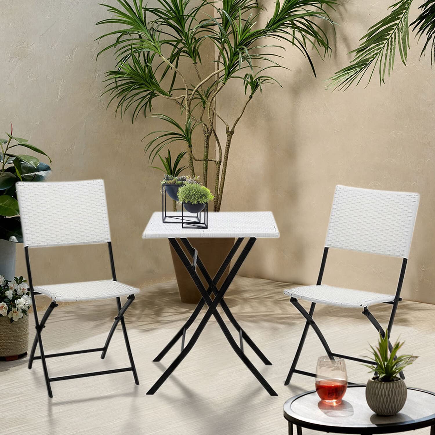 DAINTREE Rattan Wicker 2 Seater Patio Seating Chair and Table Set for