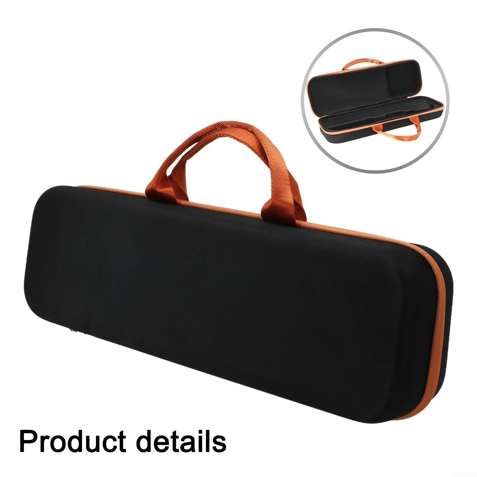 Custodia rigida in EVA per piastra per capelli Airstrait HT01, accessorio da viaggio, protettiva, con materiale antiurto resistente ai graffi e chiusura sicura (nero e arancione)