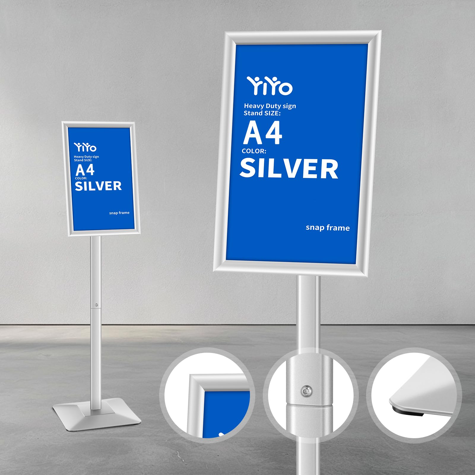 YIYO Schilderhalter Präsentationsständer (Silber, A4)