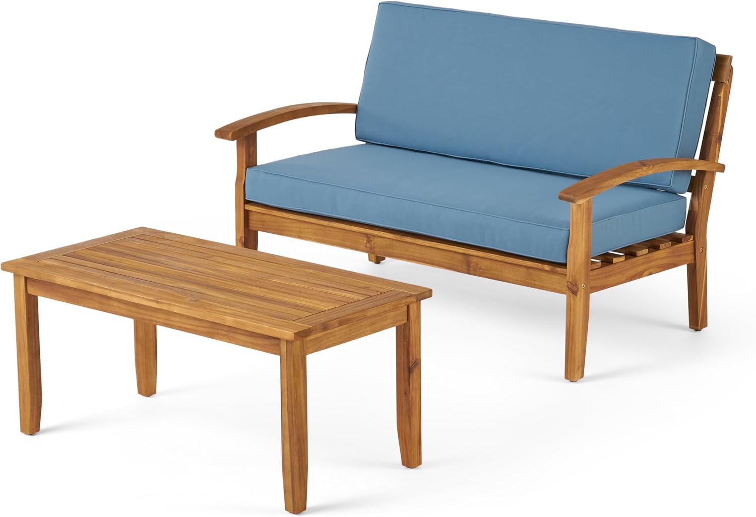 Loveseat Sofa,Coffee Table,2PC,Wooden,Fabric,Polyester,Setting Cushions,Patio,Outdoor