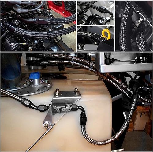 Miniatura 3 de 1 manguera de combustible automotriz, extremo adaptador de conector de tubo de combustible de aleación invertida AN6 de 2.41 pulgadas, conector de